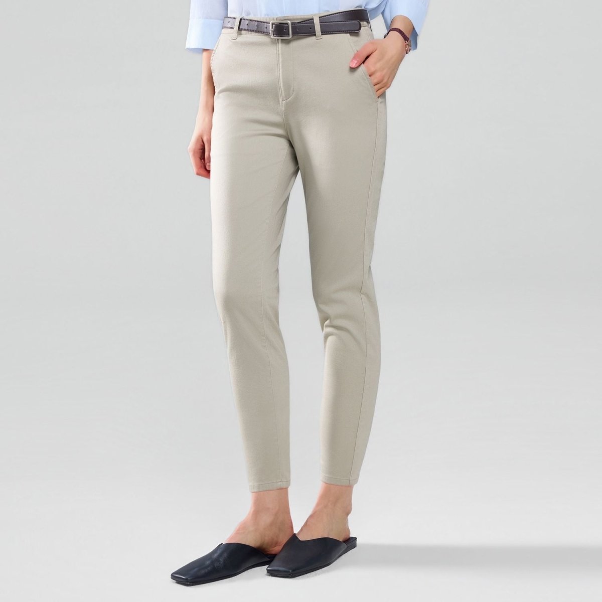 Giordano Women’s High - Waist Twill Regular Tapered Fit Pant - first_variant_option_2 Premium Pants for Giordano
