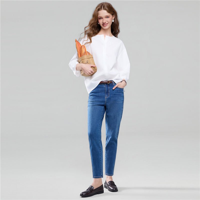 Giordano Women’S High - Waist Ultra Stretch Straight Denim Jeans - first_variant_option_2 Premium Jeans for Giordano