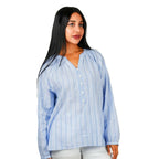 Giordano Women's Linen Cotton Dobby V-Neck Shirt - Comfort Fit - Premium Shirts