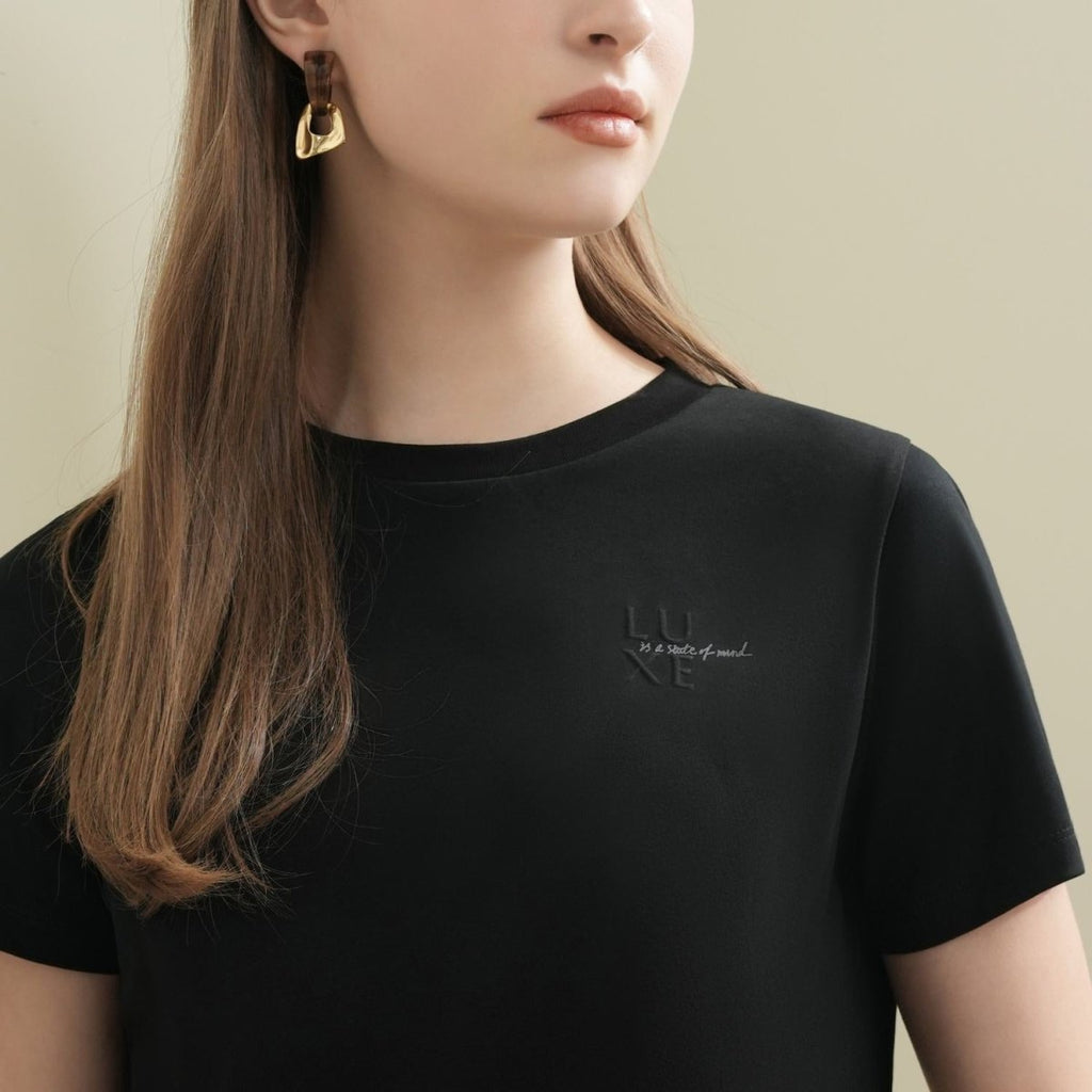 Giordano Women's Liquid Touch Comfort Fit Embroidery Tee - Premium Tee