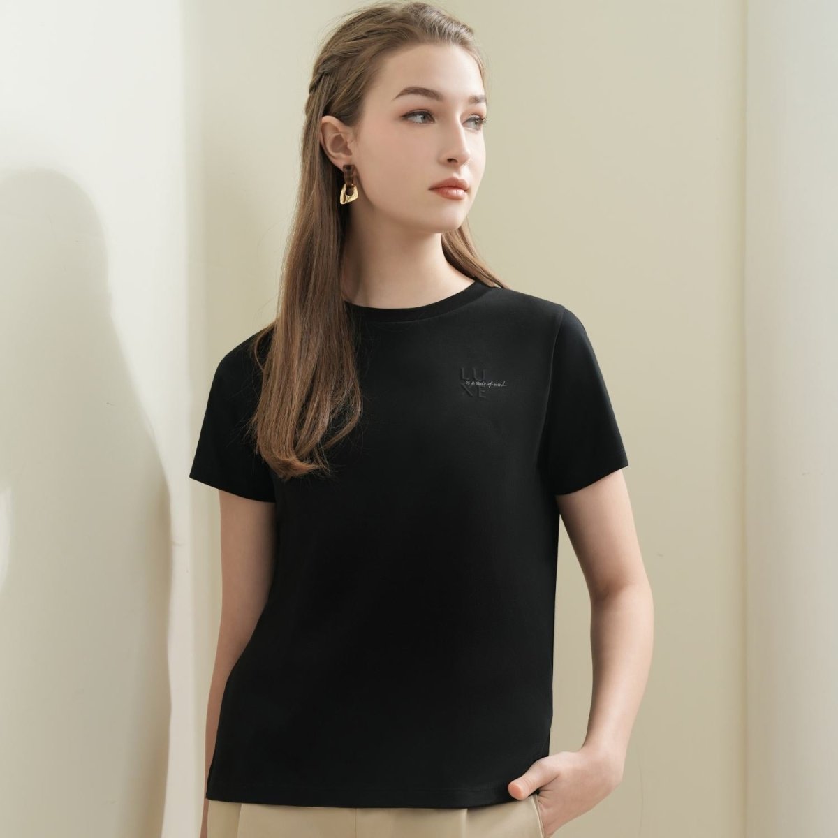 Giordano Women's Liquid Touch Comfort Fit Embroidery Tee - Premium Tee