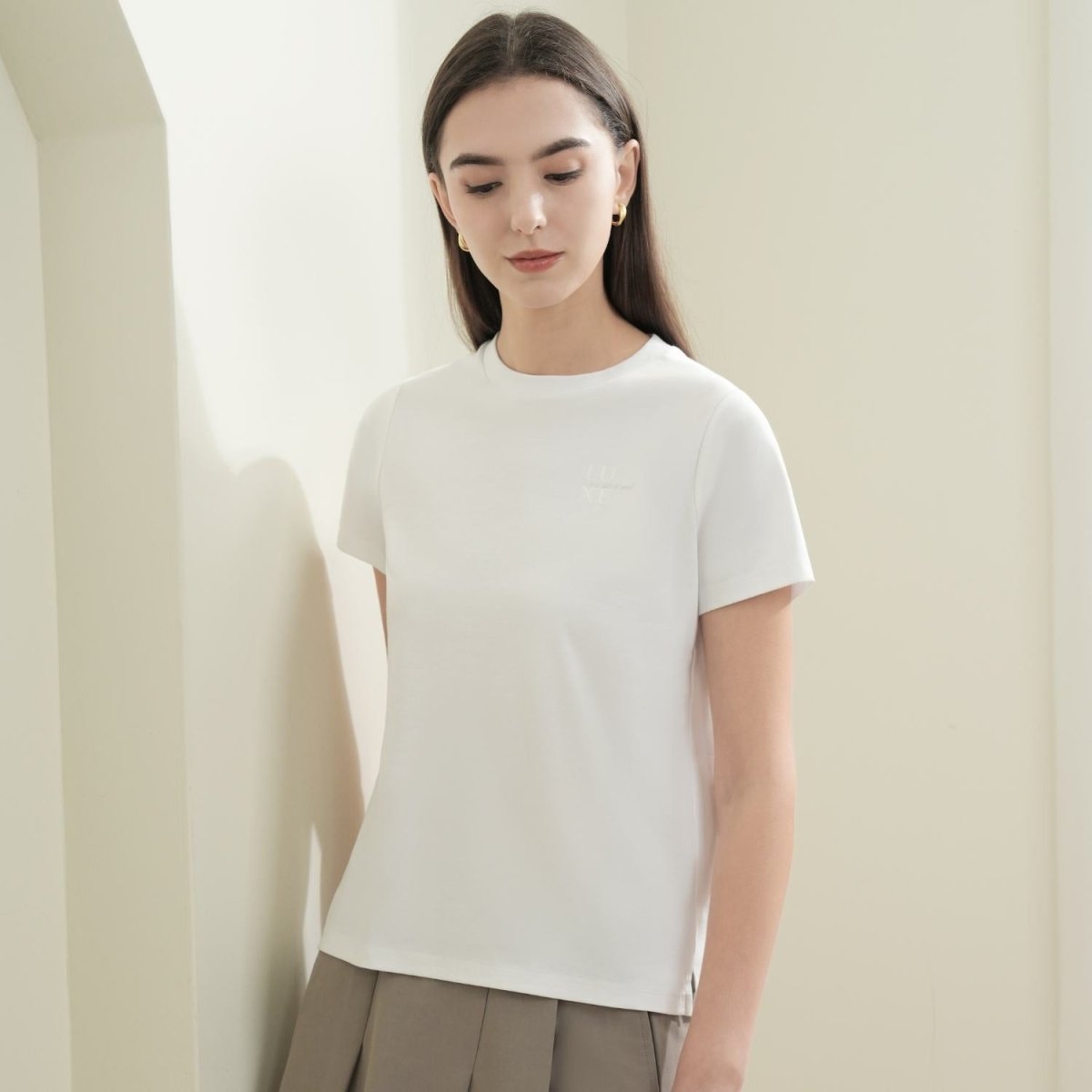 Giordano Women's Liquid Touch Comfort Fit Embroidery Tee - Premium Tee