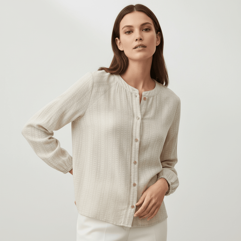 Giordano Women's Loose Fit Linen Cotton Dobby Shirt - first_variant_option_2 Premium Shirts for Giordano