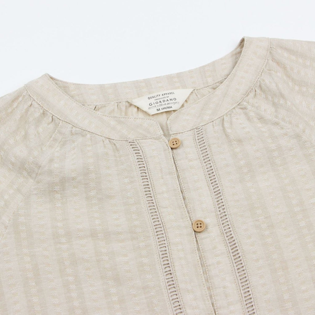 Giordano Women's Loose Fit Linen Cotton Dobby Shirt - first_variant_option_2 Premium Shirts for Giordano