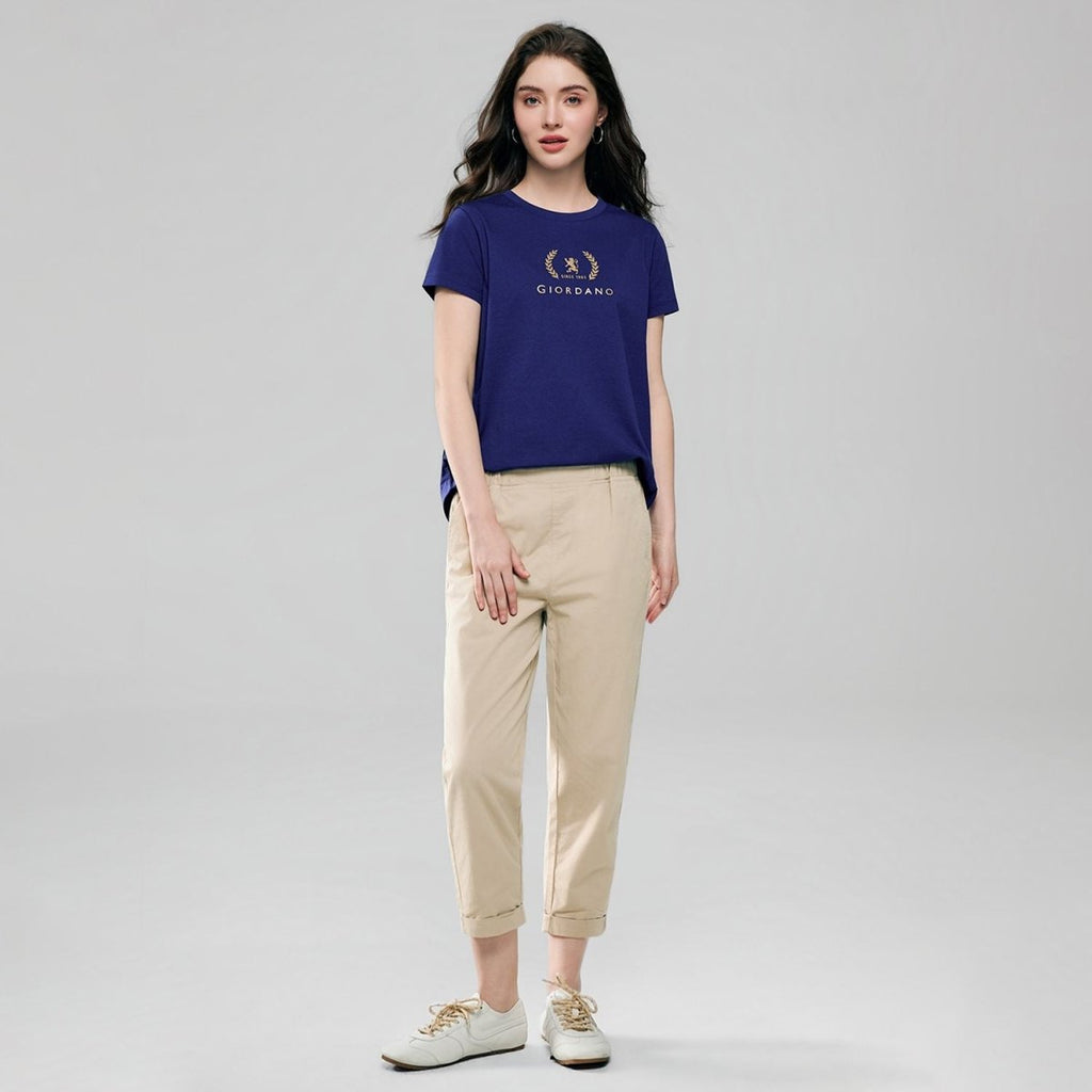 Giordano Women’s Regular Fit Cotton Crew Neck Printed Tee - first_variant_option_2 Premium Print Tee for Giordano