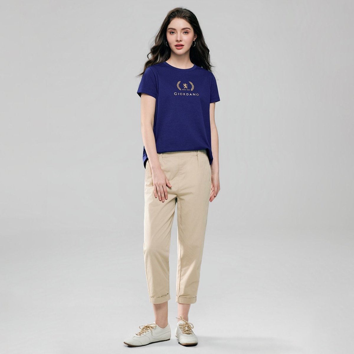 Giordano Women’s Regular Fit Cotton Crew Neck Printed Tee - first_variant_option_2 Premium Print Tee for Giordano