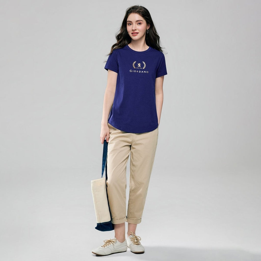 Giordano Women’s Regular Fit Cotton Crew Neck Printed Tee - first_variant_option_2 Premium Print Tee for Giordano