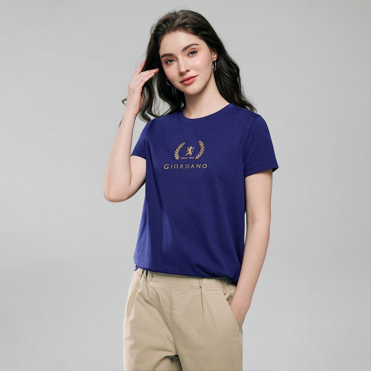 Giordano Women’s Regular Fit Cotton Crew Neck Printed Tee - first_variant_option_2 Premium Print Tee for Giordano