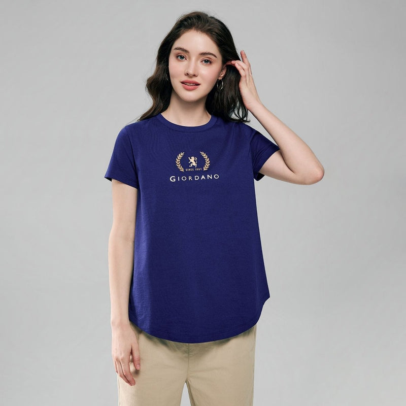 Giordano Women’s Regular Fit Cotton Crew Neck Printed Tee - first_variant_option_2 Premium Print Tee for Giordano
