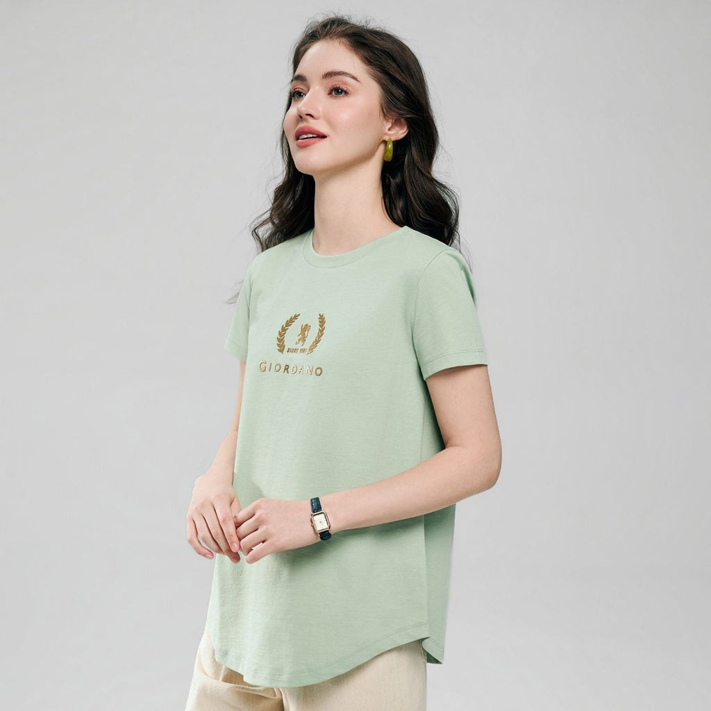 Giordano Women’s Regular Fit Cotton Crew Neck Printed Tee - first_variant_option_2 Premium Print Tee for Giordano