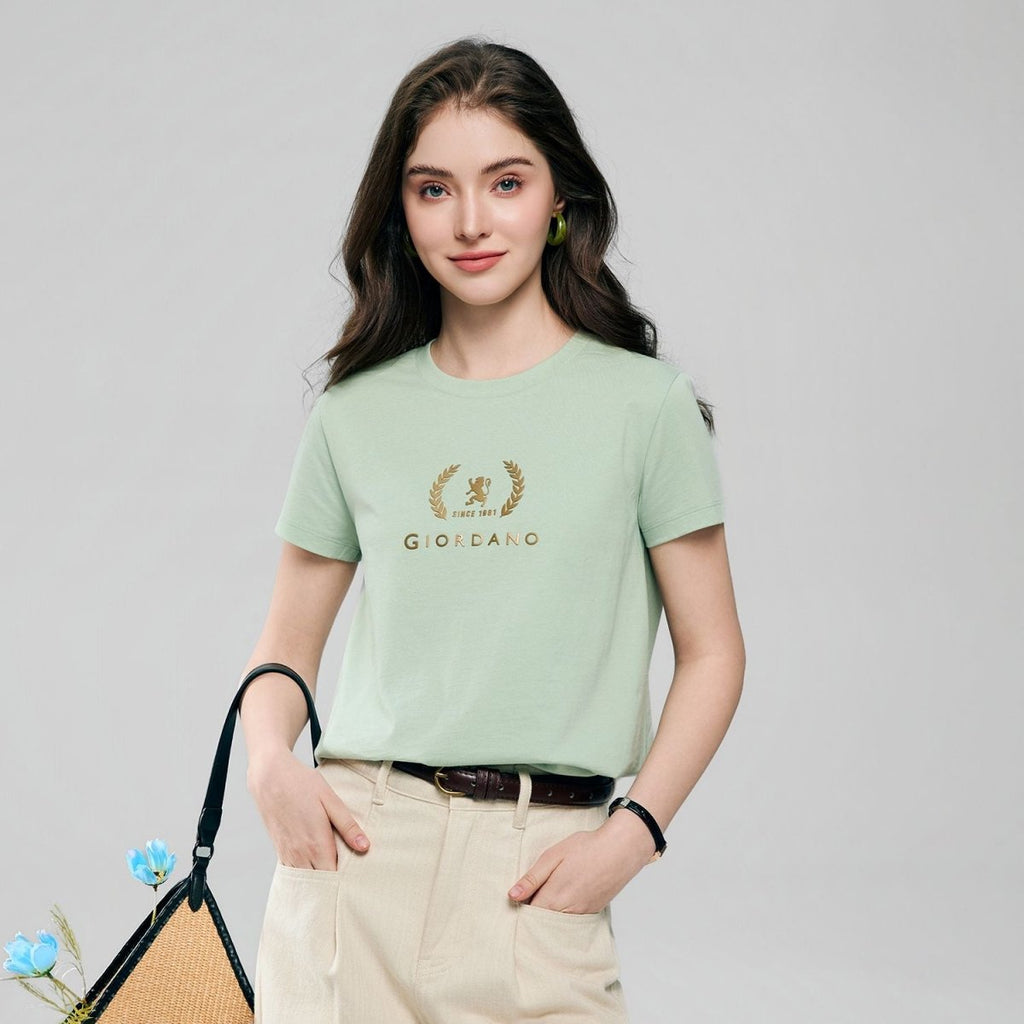 Giordano Women’s Regular Fit Cotton Crew Neck Printed Tee - first_variant_option_2 Premium Print Tee for Giordano