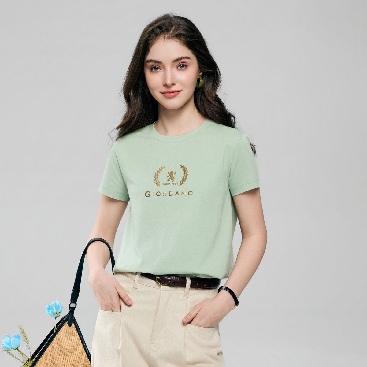 Giordano Women’s Regular Fit Cotton Crew Neck Printed Tee - first_variant_option_2 Premium Print Tee for Giordano