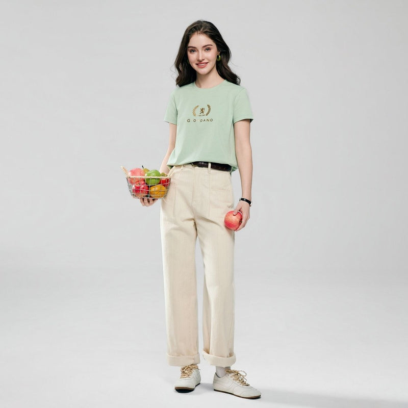 Giordano Women’s Regular Fit Cotton Crew Neck Printed Tee - first_variant_option_2 Premium Print Tee for Giordano