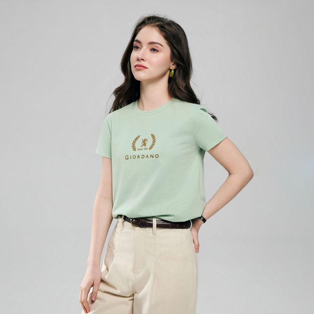 Giordano Women’s Regular Fit Cotton Crew Neck Printed Tee - first_variant_option_2 Premium Print Tee for Giordano