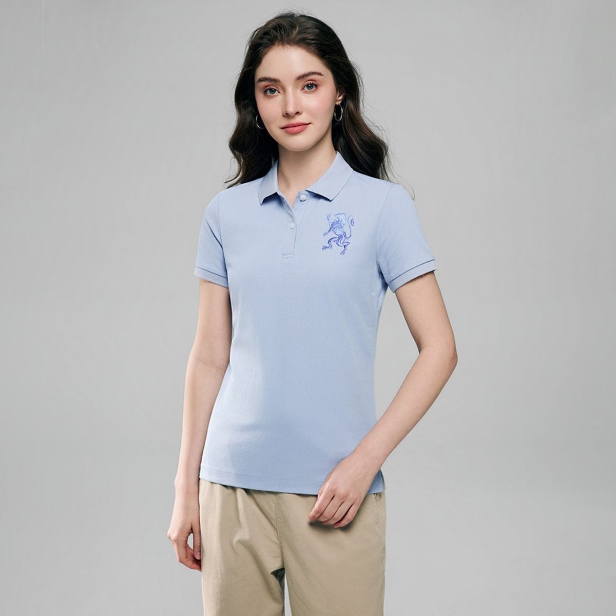 Giordano Women’s Slim Fit Embroidered 3D Lion Polo - Premium Polo