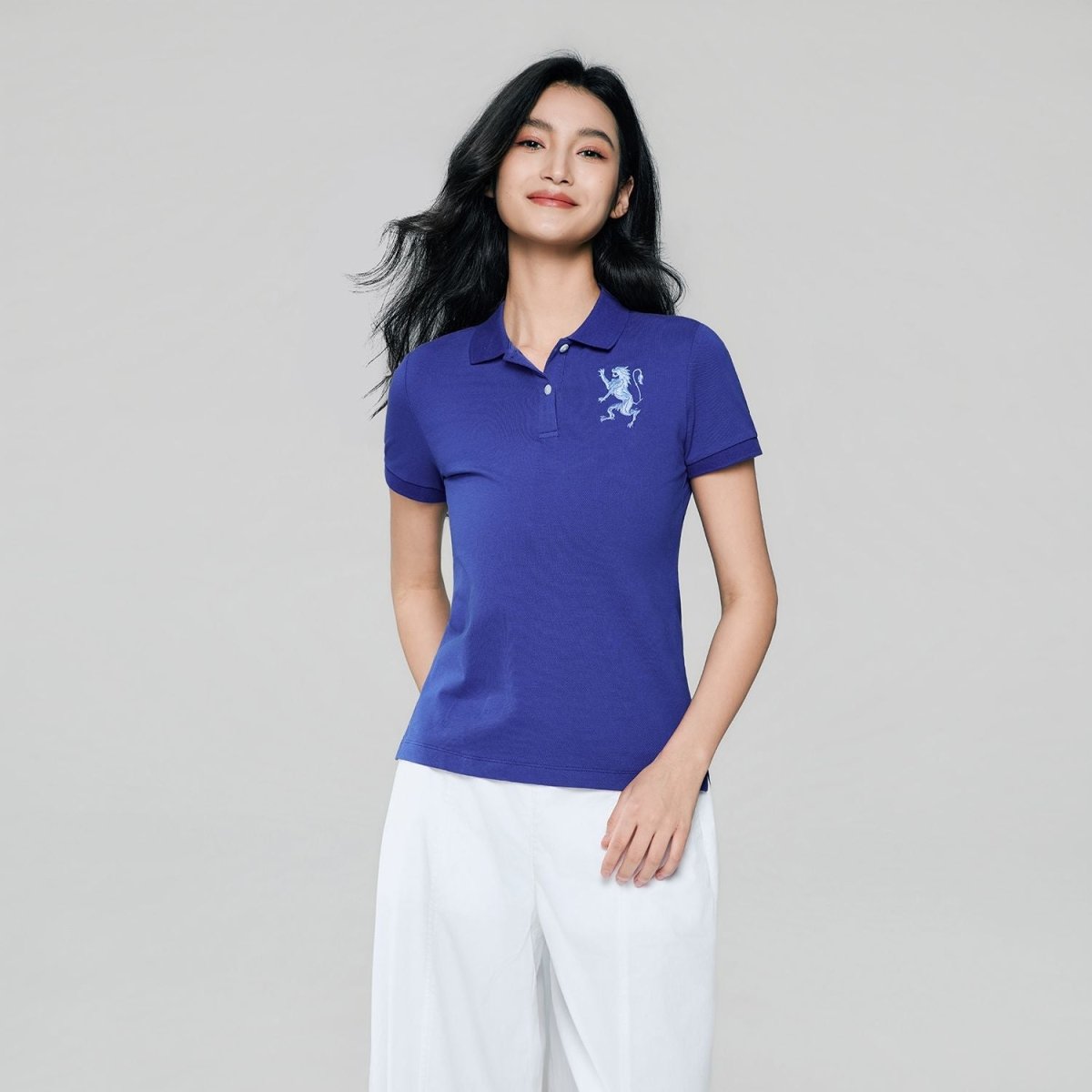 Giordano Women’s Slim Fit Embroidered 3D Lion Polo - Premium Polo