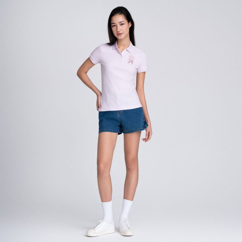 Giordano Women’s Slim Fit Embroidered 3D Lion Polo - Premium Polo