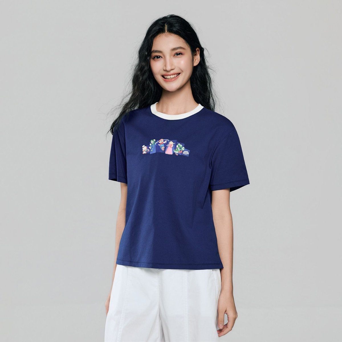 Giordano Women's Super Mario Print Boyfriend Tee - first_variant_option_2 Premium Print Tee for Giordano