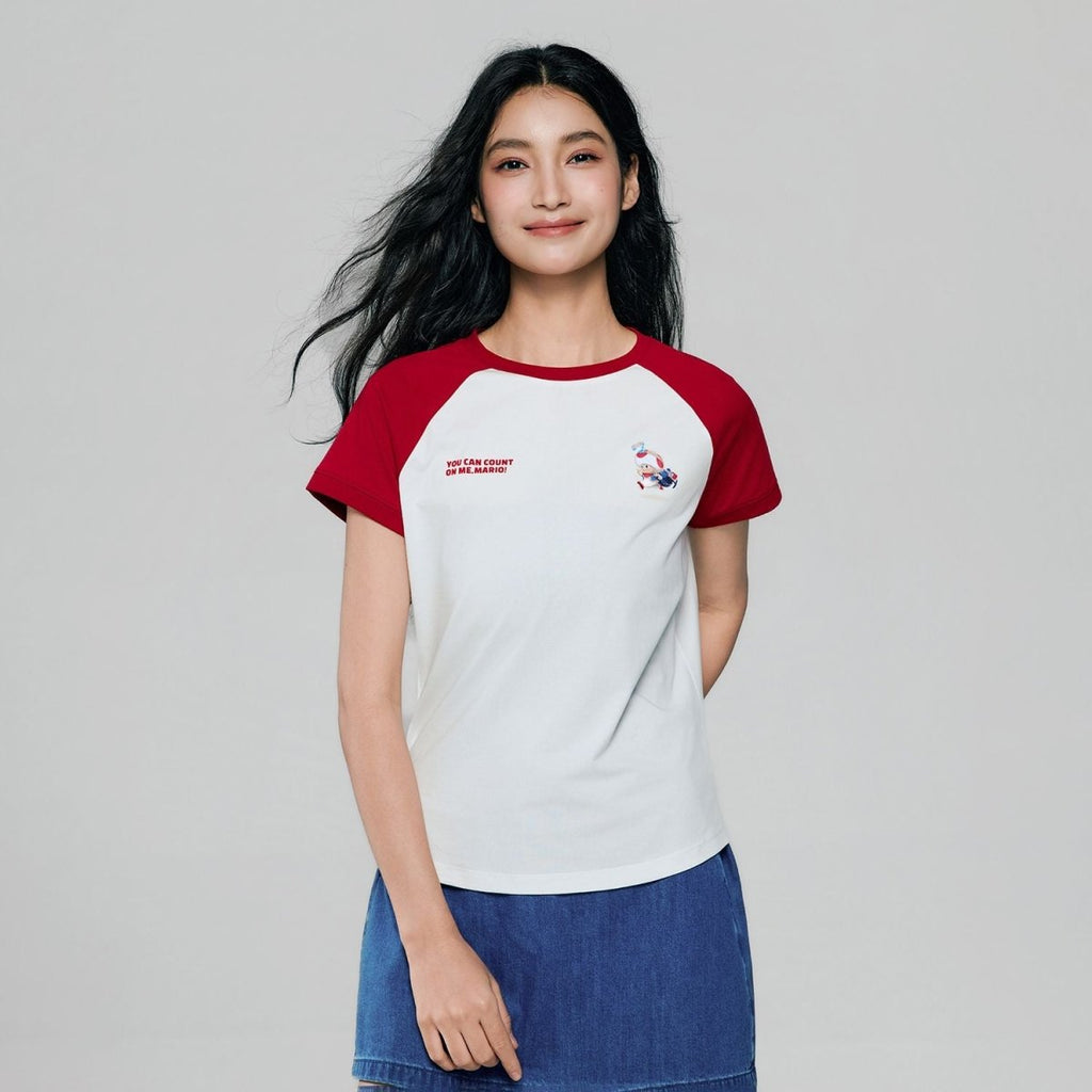 Giordano Women's Super Mario Raglan Tee - first_variant_option_2 Premium Print Tee for Giordano