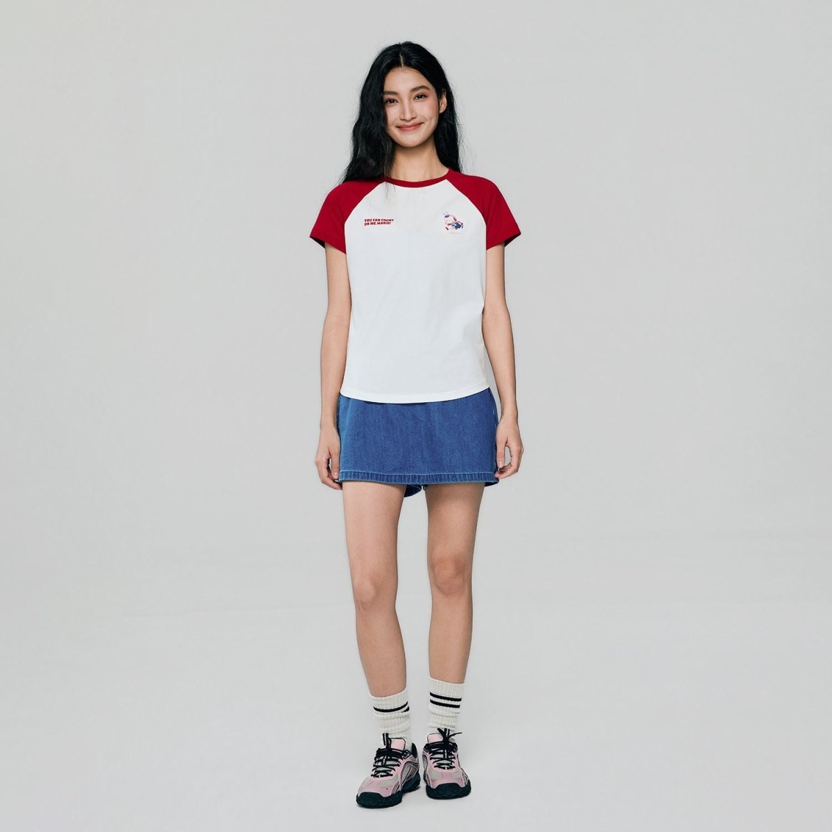 Giordano Women's Super Mario Raglan Tee - first_variant_option_2 Premium Print Tee for Giordano