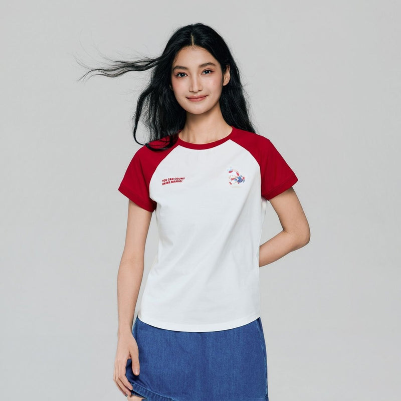 Giordano Women's Super Mario Raglan Tee - first_variant_option_2 Premium Print Tee for Giordano