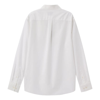 Giordano wrinkle free cotton shirt for men in white long sleeve back view