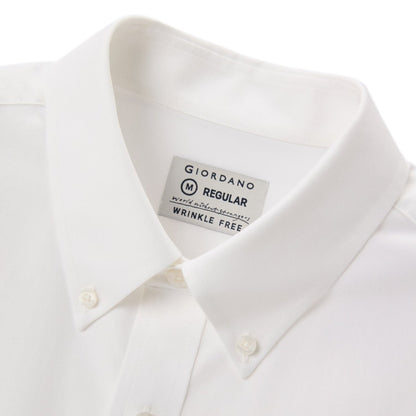 Giordano wrinkle free cotton shirt for men in white with button-down collar and regular fit
