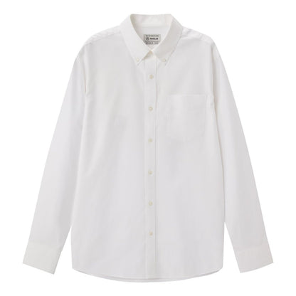 Giordano white wrinkle free cotton shirt for men with long sleeves and button-down collar