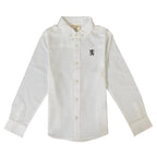 Giordano Junior Cotton Oxford Full Opening Long Sleeve Slim Fit Embroidery Garment Wash Shirt - Premium Shirts