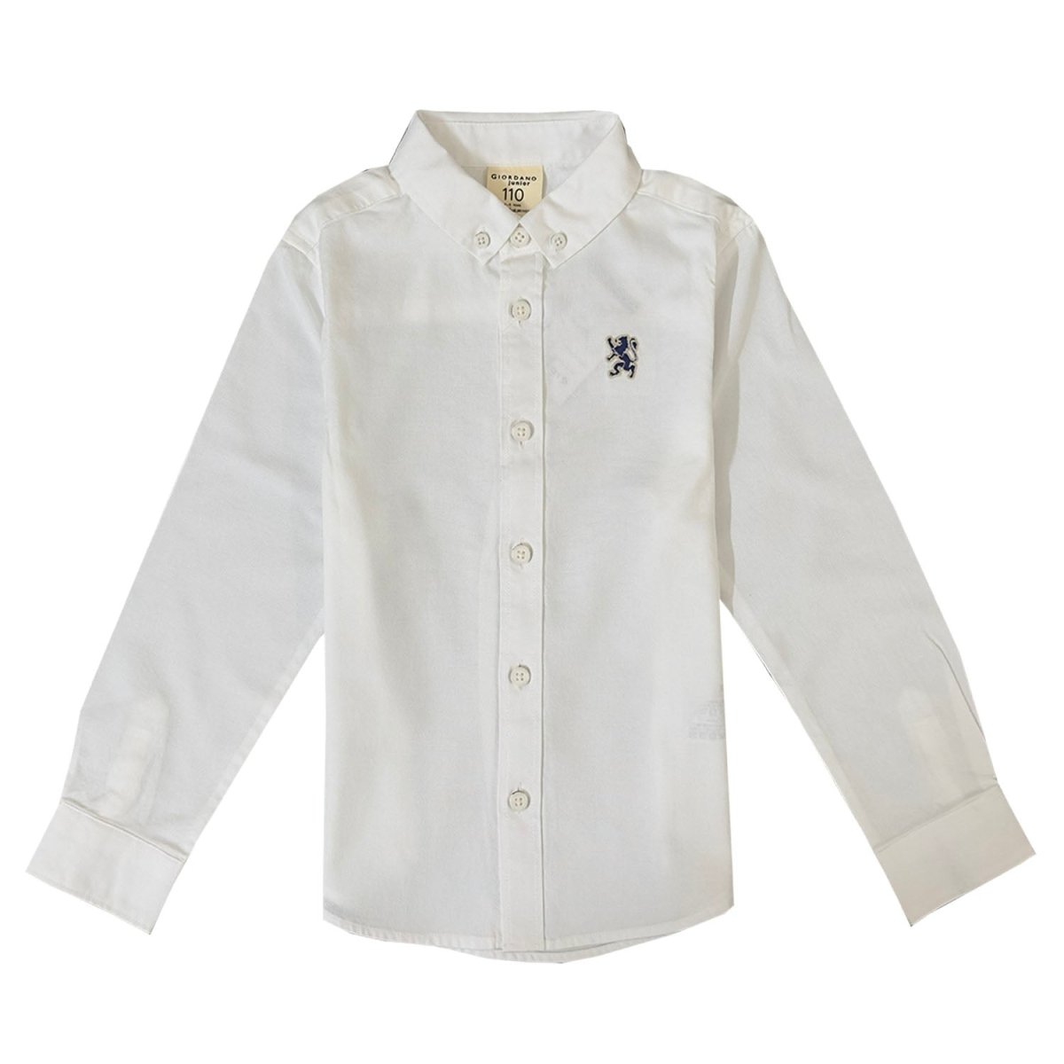 Giordano Junior Cotton Oxford Full Opening Long Sleeve Slim Fit Embroidery Garment Wash Shirt - Premium Shirts