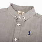 Giordano Junior Cotton Oxford Full Opening Long Sleeve Slim Fit Embroidery Garment Wash Shirt - Premium Shirts