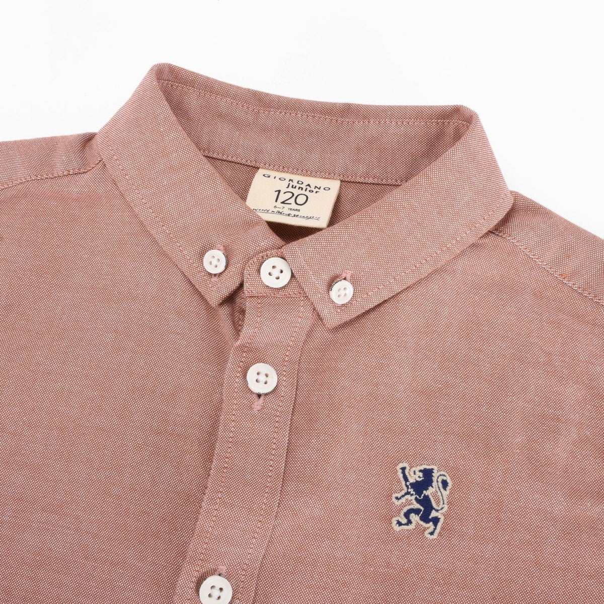 Giordano Junior Cotton Oxford Full Opening Long Sleeve Slim Fit Embroidery Garment Wash Shirt - Premium Shirts