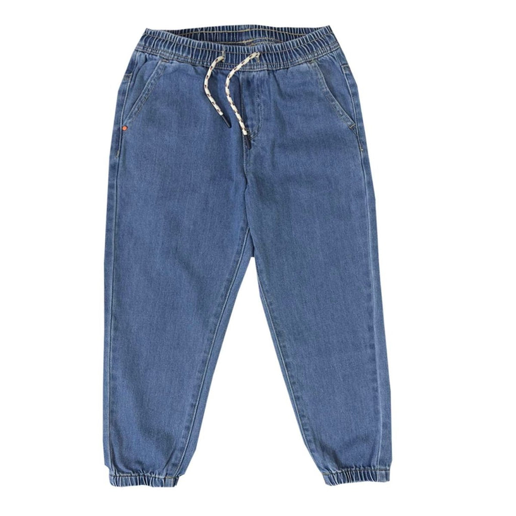 Kids' 100% Cotton Denim Joggers - Elastic Waist, Comfortable 4 Y - Shop Giordano