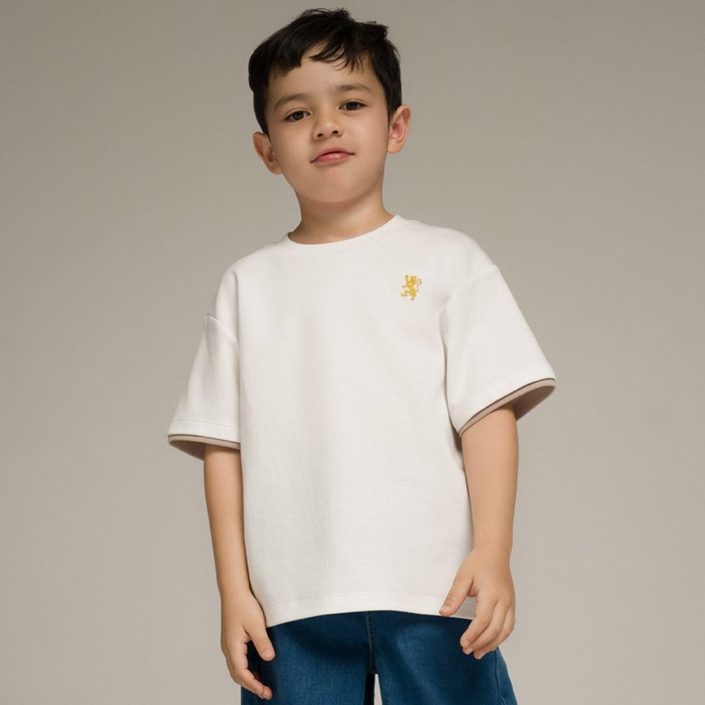 Kids' Comfort Fit Interlock Crew Neck Embroidered Tee 4 Y - Shop Giordano
