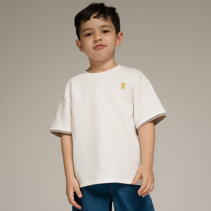 Giordano Kid's' Comfort Fit Interlock Crew Neck Embroidered Tee - Premium Tee