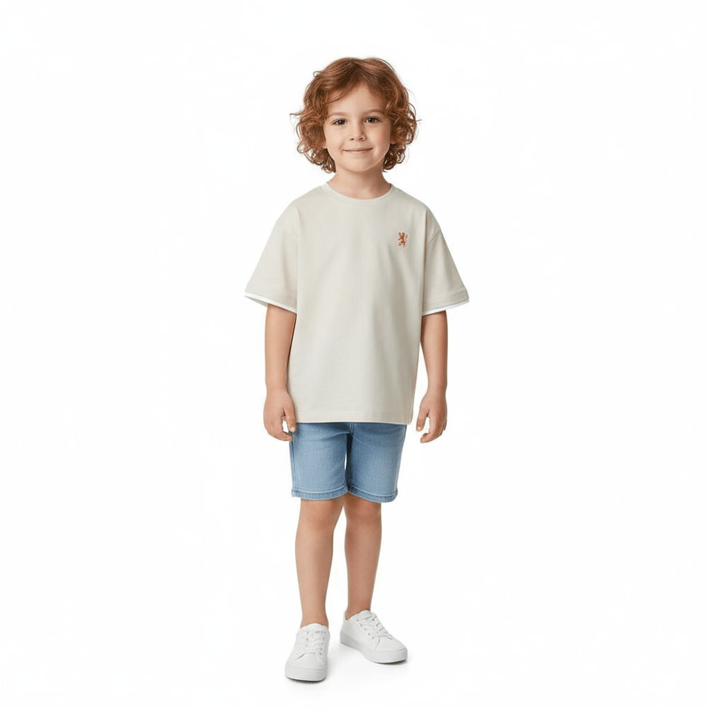 Kids' Comfort Fit Interlock Crew Neck Embroidered Tee 4 Y - Shop Giordano