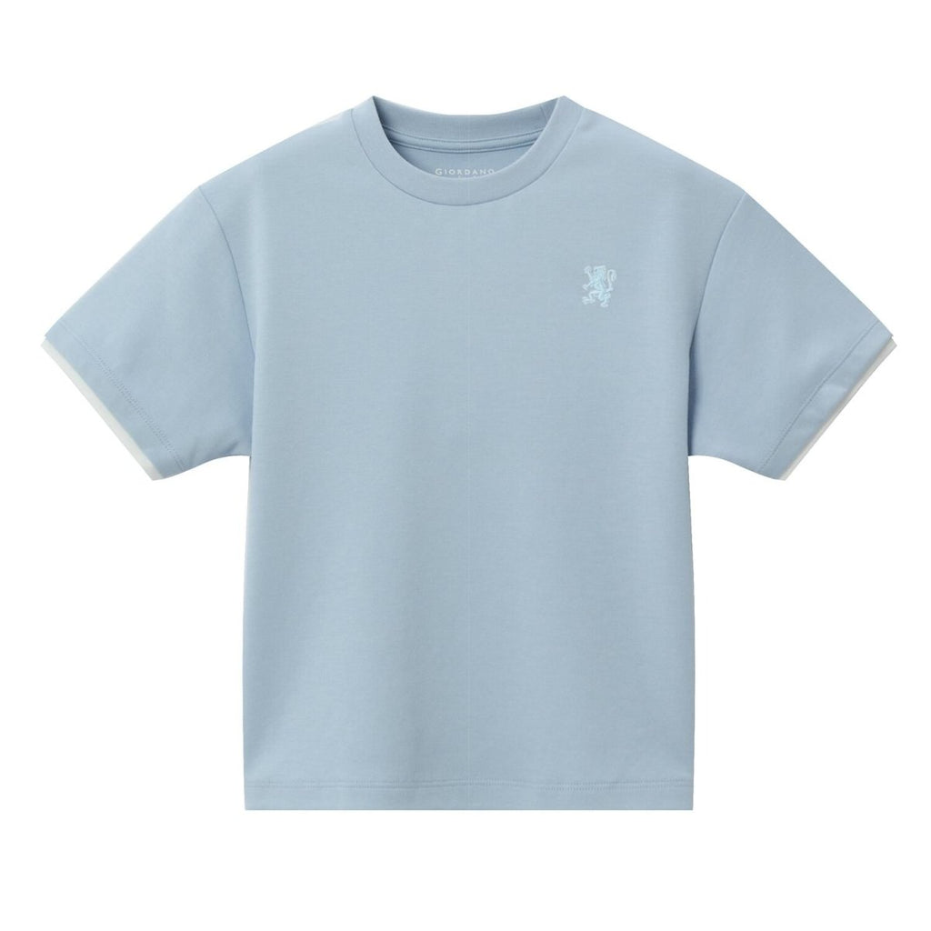 Kids' Comfort Fit Interlock Crew Neck Embroidered Tee 4 Y - Shop Giordano