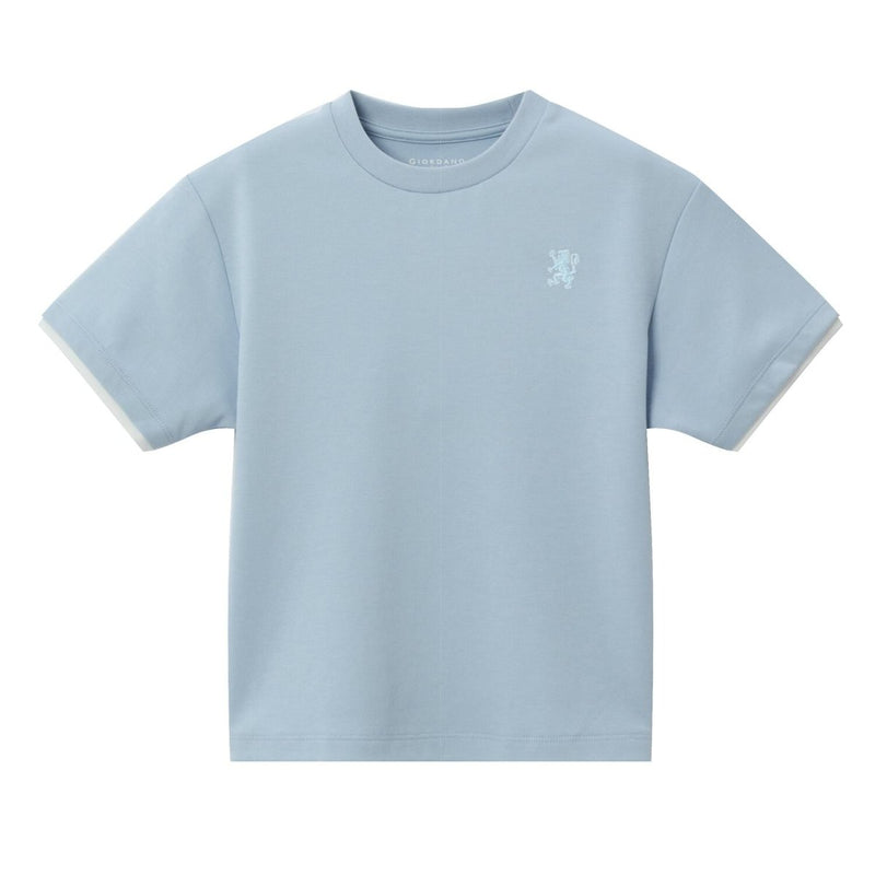 Giordano Kid's' Comfort Fit Interlock Crew Neck Embroidered Tee - Premium Tee