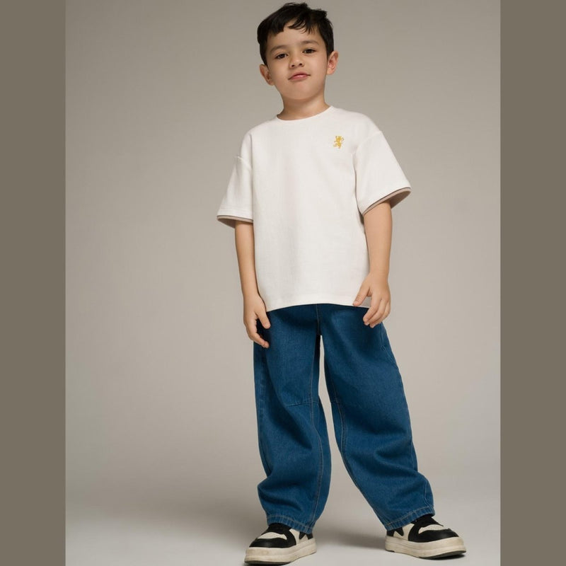 Giordano Kid's' Comfort Fit Interlock Crew Neck Embroidered Tee - Premium Tee