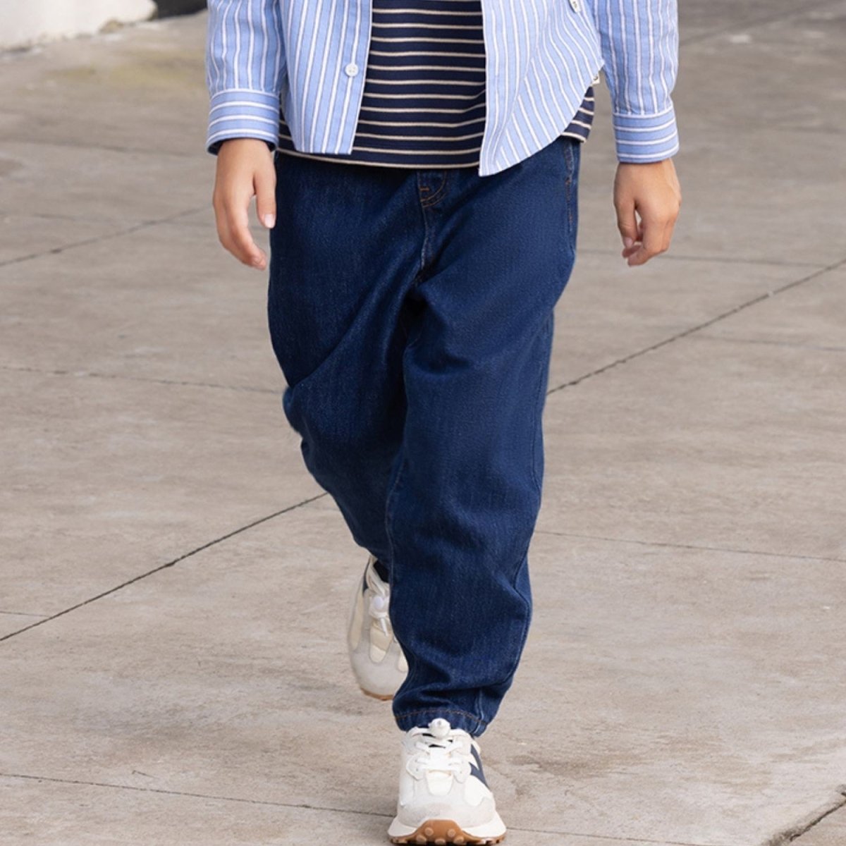 Kids' Comfy Cotton Denim Jeans | Relaxed Fit, Elastic Waist - Giordano