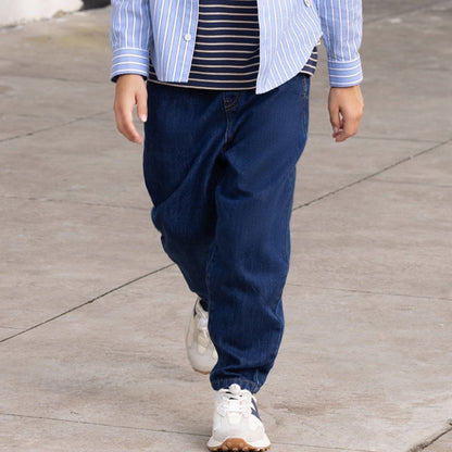 Kids' Comfy Cotton Denim Jeans | Relaxed Fit, Elastic Waist - Giordano
