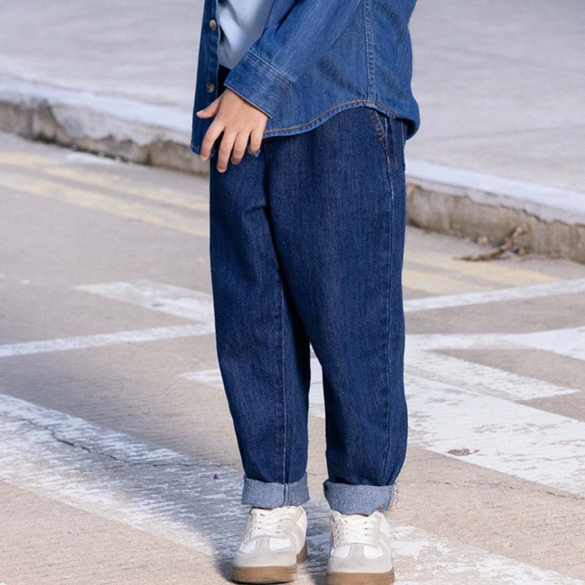 Kids' Comfy Cotton Denim Jeans | Relaxed Fit, Elastic Waist - Giordano