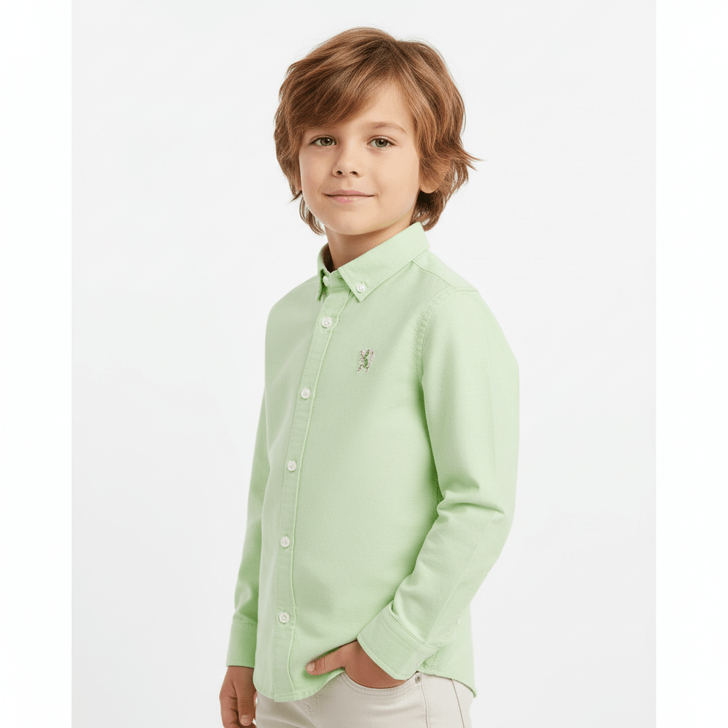 Giordano Kid's Cotton Oxford Long Sleeve Shirt With Embroidery - first_variant_option_2 Premium Shirt for Giordano