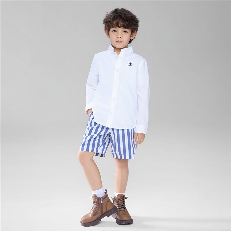 Kid's Cotton Oxford Long Sleeve Shirt With Embroidery 4 Y - Shop Giordano