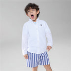 Kid's Cotton Oxford Long Sleeve Shirt With Embroidery 4 Y - Shop Giordano