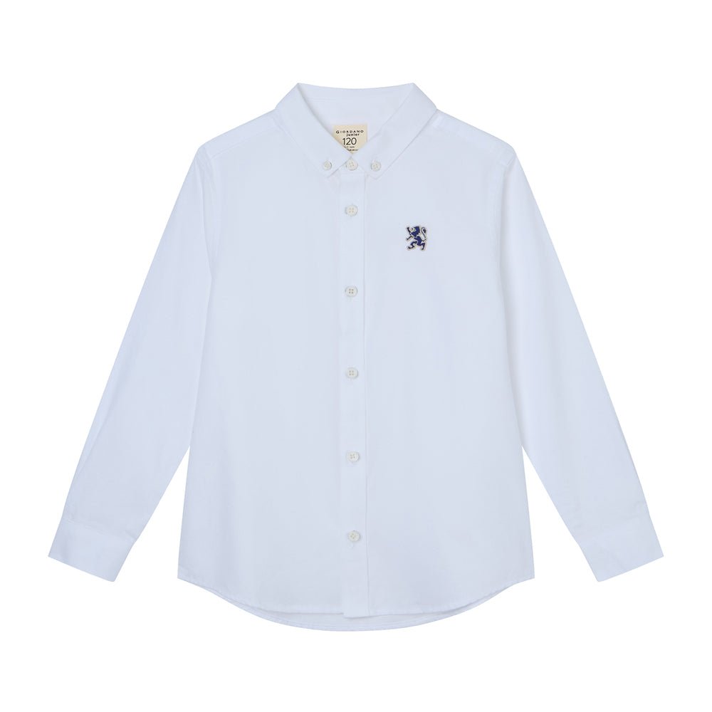 Kid's Cotton Oxford Long Sleeve Shirt With Embroidery 4 Y - Shop Giordano