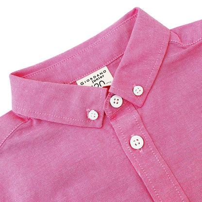 Kids' Cotton Oxford Shirt: Full Button, Embroidered & Garment Washed - Giordano