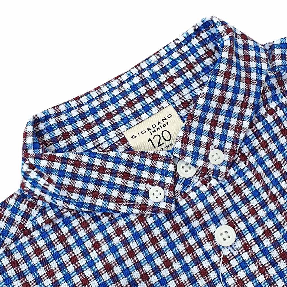 Kids' Cotton Oxford Shirt: Full Button, Embroidered & Garment Washed - Giordano