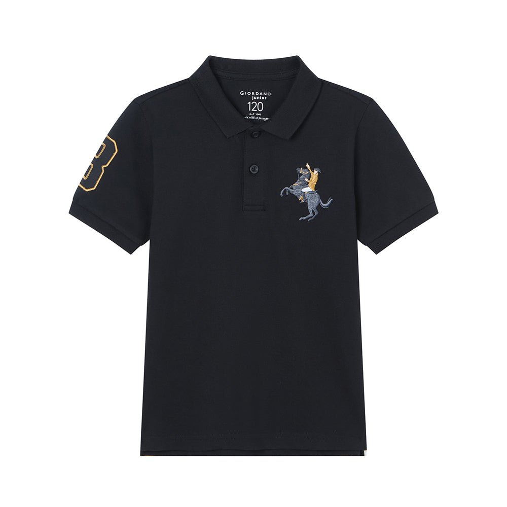 Giordano Kid's Cotton Polo With Napoleon Embroidery - first_variant_option_2 Premium Polo for Giordano