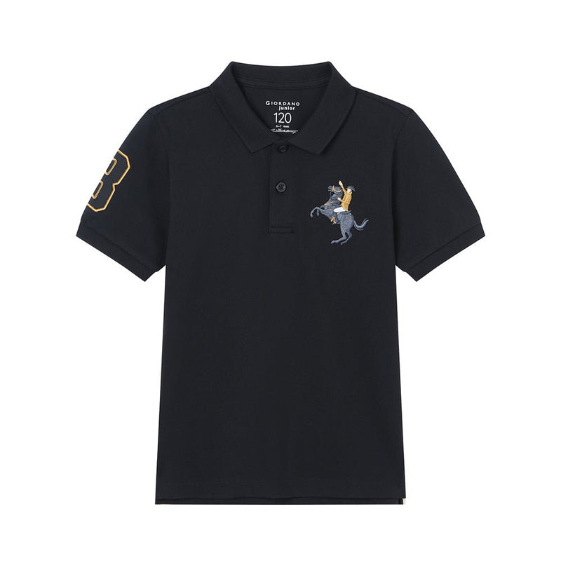 Giordano Kid's Cotton Polo With Napoleon Embroidery - first_variant_option_2 Premium Polo for Giordano
